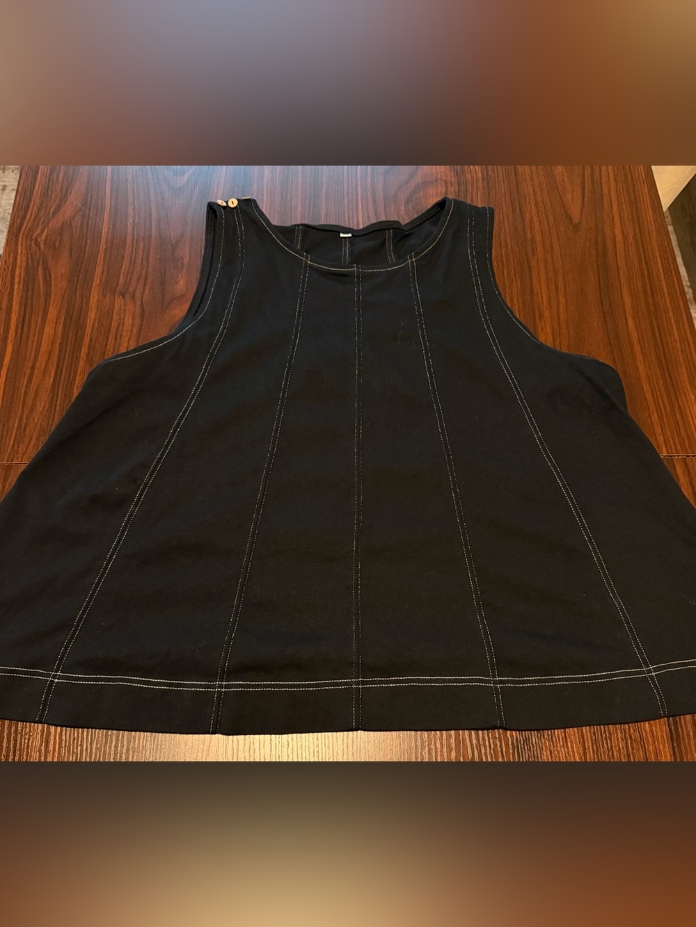 XXL/2X Black Stitch-Detail Tank Top